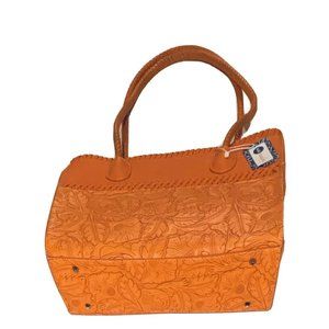 646 Main Handbag Large Orange New with Tags Floral Rodeo Leaf Western Spacious